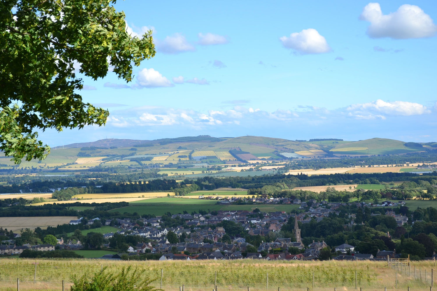 View of a village in the countryside - blue skies